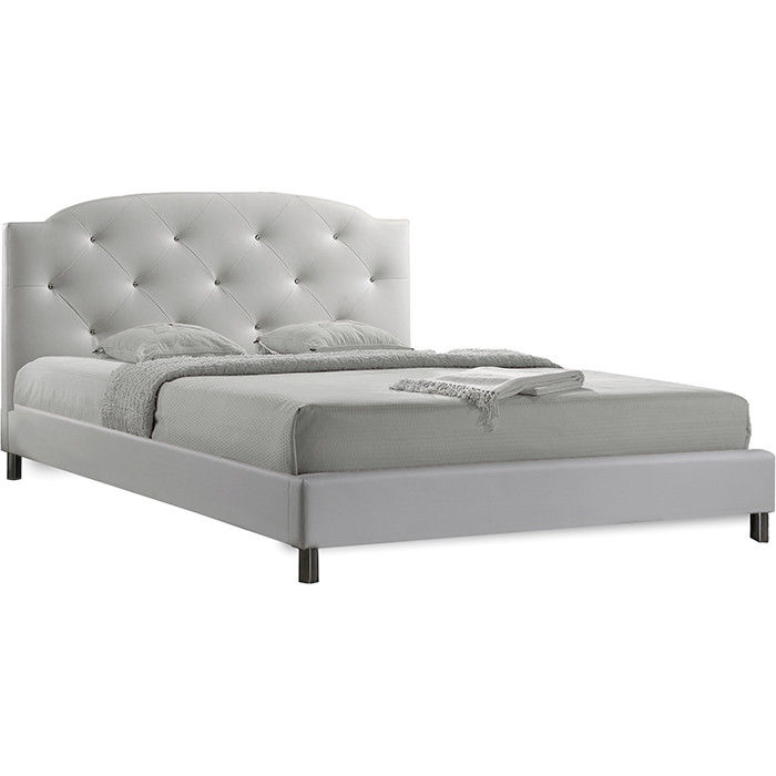 Baxton BBT6440 Full White Canterbury Full Platform Bed in Faux