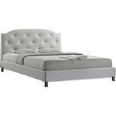 Canterbury Queen Platform Bed in Faux Crystal Tufted White Leatherette