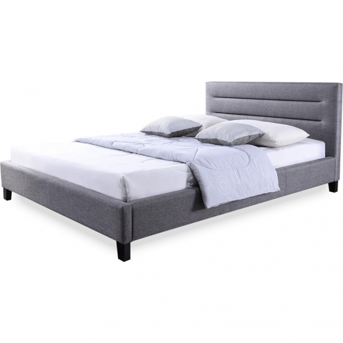 Hillary Queen Platform Bed in Tufted Gray Fabric