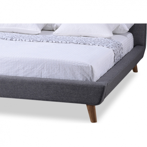 Jonesy Full Platform Bed in Tufted Gray Fabric