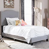 Benjamin Twin Arched Bed in Gray Fabric w/ Nailhead Trim