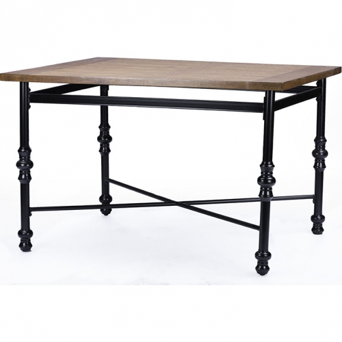 Broxburn 48" Dining Table in Distressed Wood & Black Metal