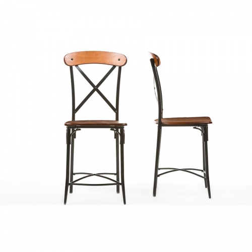 Broxburn Bar Stool in Light Brown Wood & Metal (Set of 2)