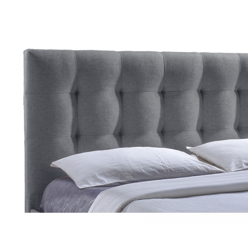 Sarter King Storage Bed in Tufted Gray Fabric