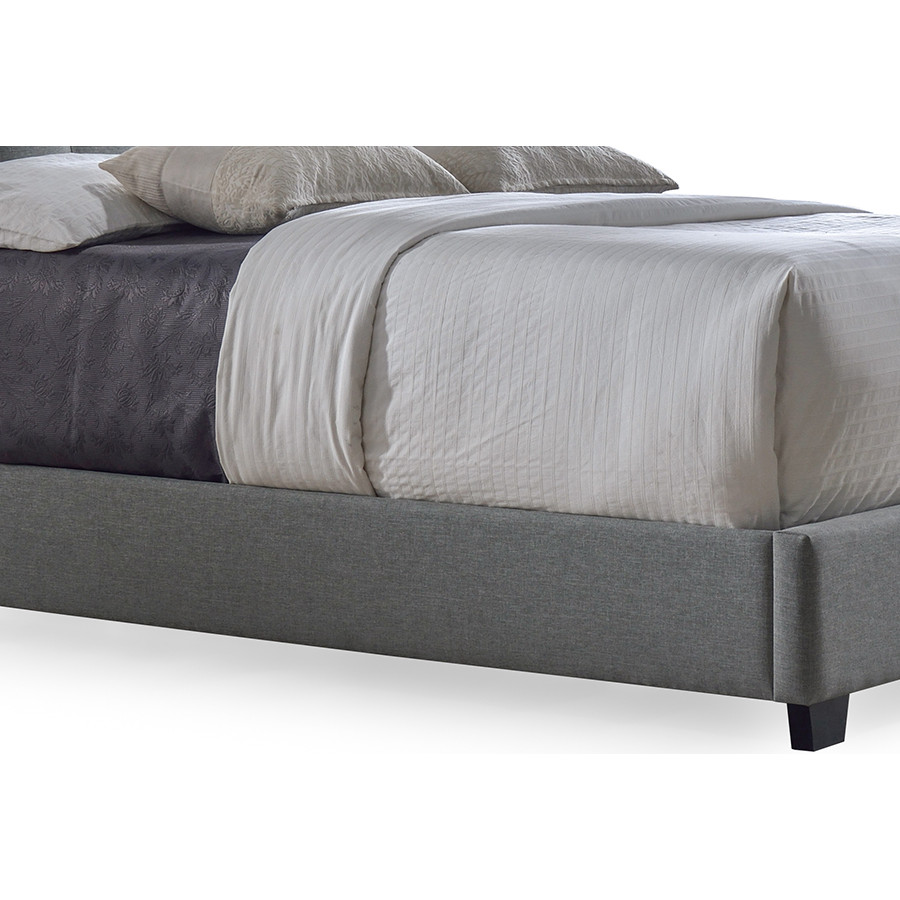 Baxton CF8611 King Grey Katherine King Wingback Bed in Gray