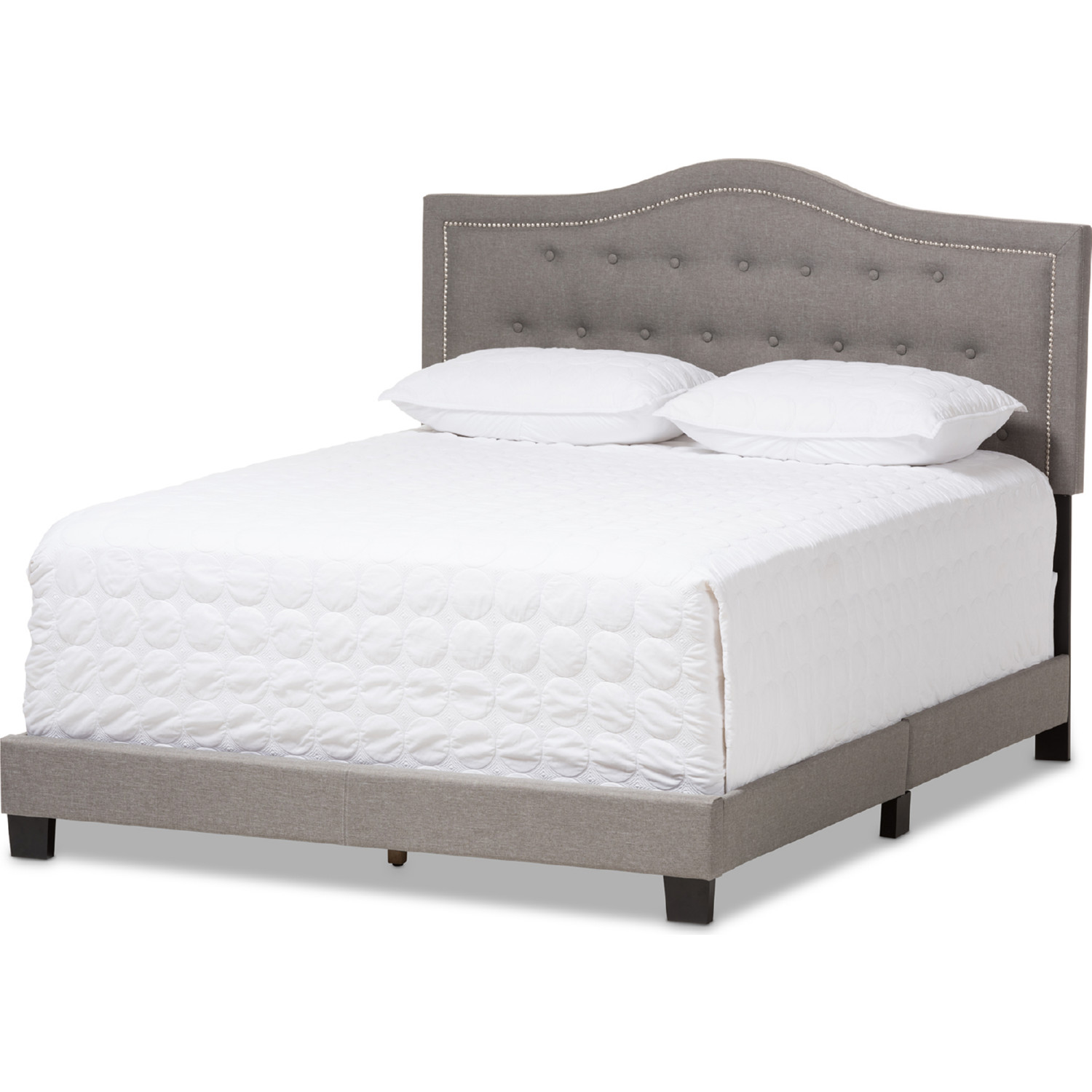 Baxton CF8747-G-Light Grey-King Emerson King Bed in Light Gray Fabric