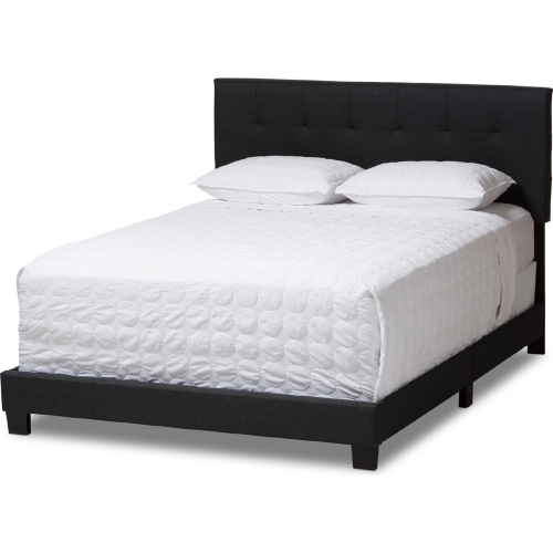 Brookfield King Bed in Tufted Dark Gray Fabric