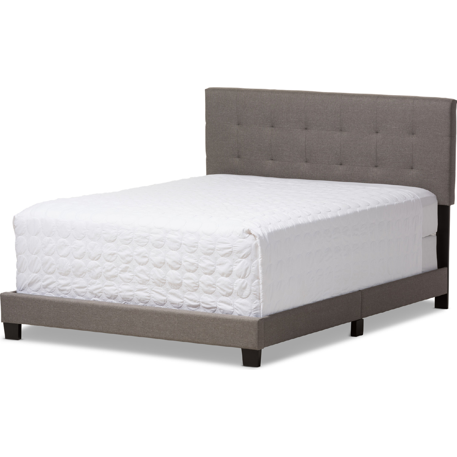 Baxton CF8747B Grey Queen Brookfield Queen Bed in Tufted Gray