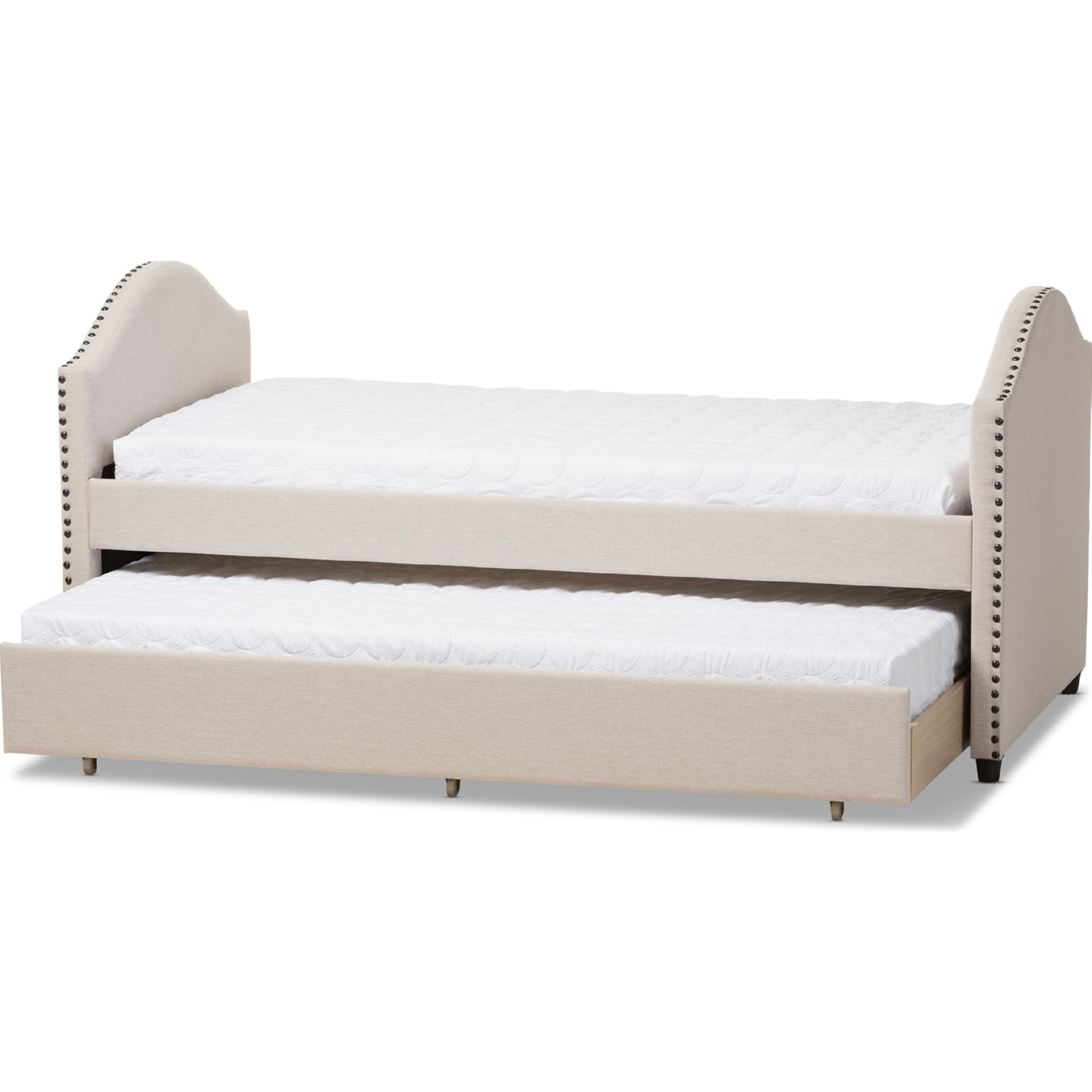 Baxton CF8751 Beige Day Bed Alessia Twin Daybed w Trundle in