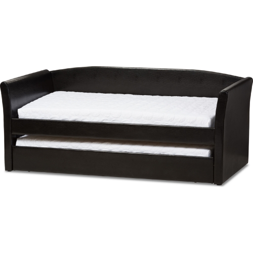 Camino Twin Daybed w/ Trundle Bed in Black Leatherette