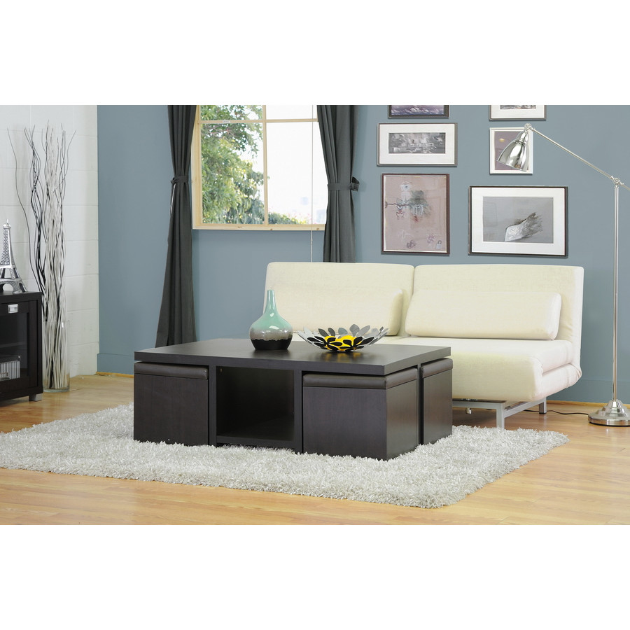 Baxton CT 1190 CTS 1190 Prescott Storage Coffee Table Stool Set