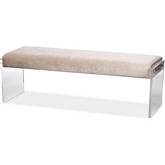 Hildon Bench in Beige Microsuede & Acrylic