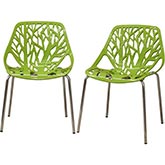 Birch Sapling Dining Chair in Green Finish Plastic (Set of 2)