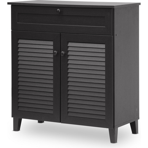 Calvin Shoe Storage Cabinet in Espresso Brown Wood