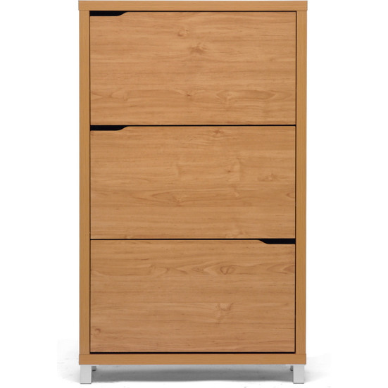 Baxton FP 3OUSH MAPLE Simms Shoe Cabinet in Maple Finish