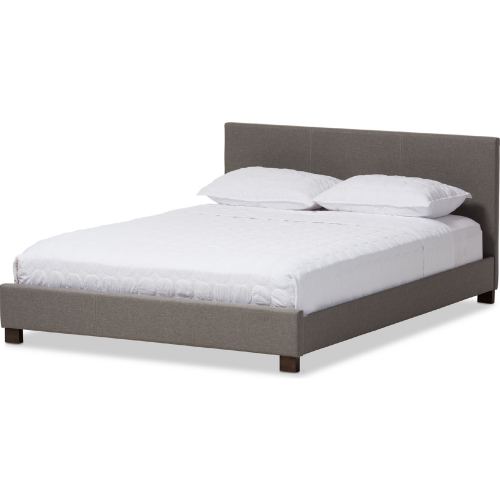 Elizabeth Queen Platform Bed in Panel Stitched Gray Fabric