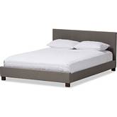 Elizabeth Full Platform Bed in Panel Stitched Gray Fabric