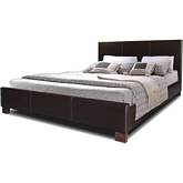 Pless Queen Bed in Dark Brown Leatherette