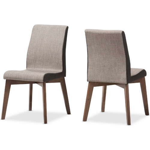 Kimberly Dining Chair in Beige & Brown Fabric (Set of 2)