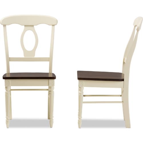 Napoleon Dining Chair in Buttermilk & Cherry Brown Finish (Set of 2)