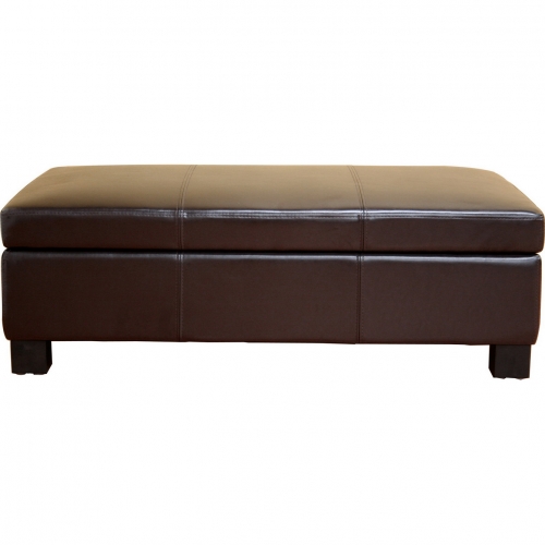 Gallo Storage Ottoman in Dark Brown Leather