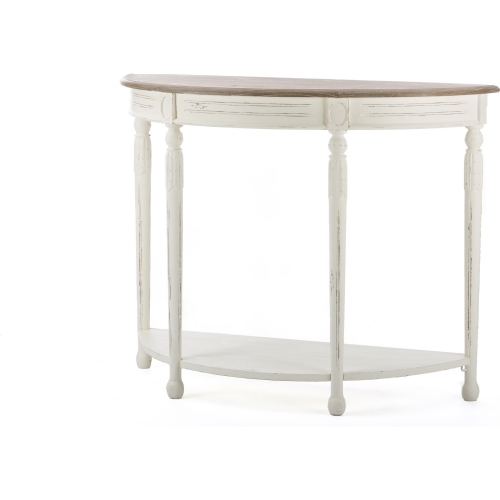 Vologne Console Table in Distressed Natural & White Wood