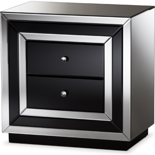 Cecilia 2 Drawer End Table in Mirror