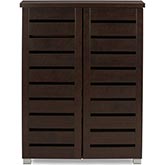 Adalwin 2 Door Shoe Storage Cabinet in Dark Brown Wood