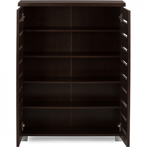 Adalwin 2 Door Shoe Storage Cabinet in Dark Brown Wood