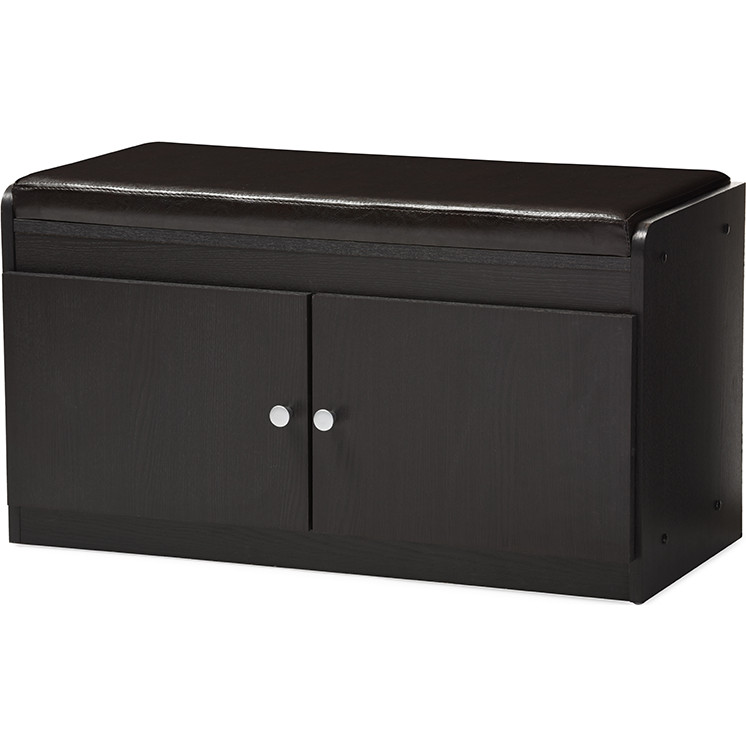 Baxton SR 001 Espresso Margaret Bench w Shoe Cabinet in