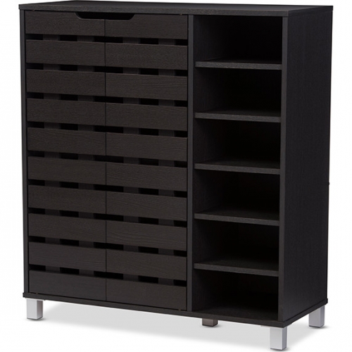 Shirley Storage Shoe Cabinet in Dark Brown Wood