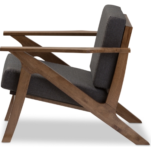 Cayla Accent Lounge Chair in Gray Fabric & Walnut Finish Wood