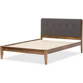 Leyton King Platform Bed in Tufted Gray Fabric