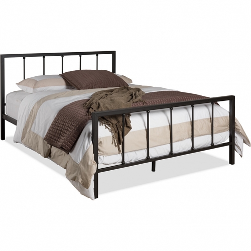 Amy Queen Platform Bed in Black Bronze Metal