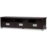 Gerhardine 63" TV Stand w/ 3 Drawer in Dark Brown Wood