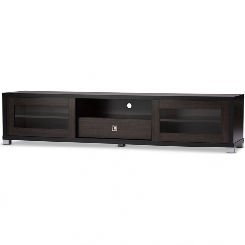 Beasley 70" TV Cabinet w/ 2 Sliding Doors & Drawer in Dark Brown