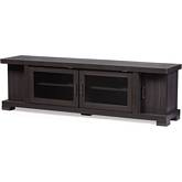 Viveka 70" TV Stand Cabinet in Dark Gray Brown Wood & Glass