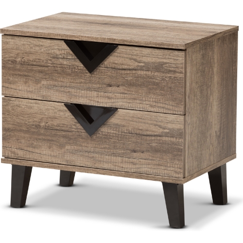 Swanson 2 Drawer Nightstand in Light Brown Wood