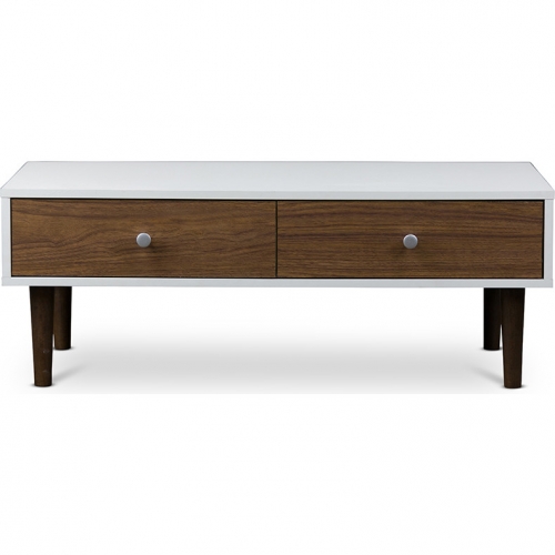 Gemini Coffee Table in Walnut Finish & White Wood