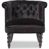 Flax Victorian Style Accent Chair in Tufted Black Velvet