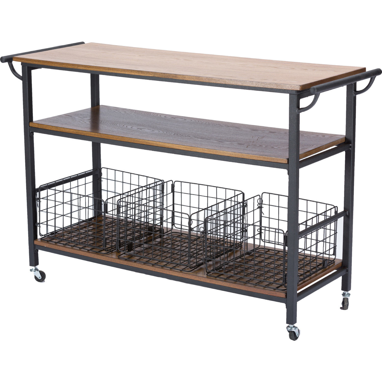 Baxton YLX 0001 KC Lancashire Kitchen Cart in Brown Wood Metal