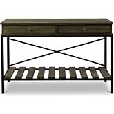 Newcastle Console Table in Distressed Wood & Black Metal