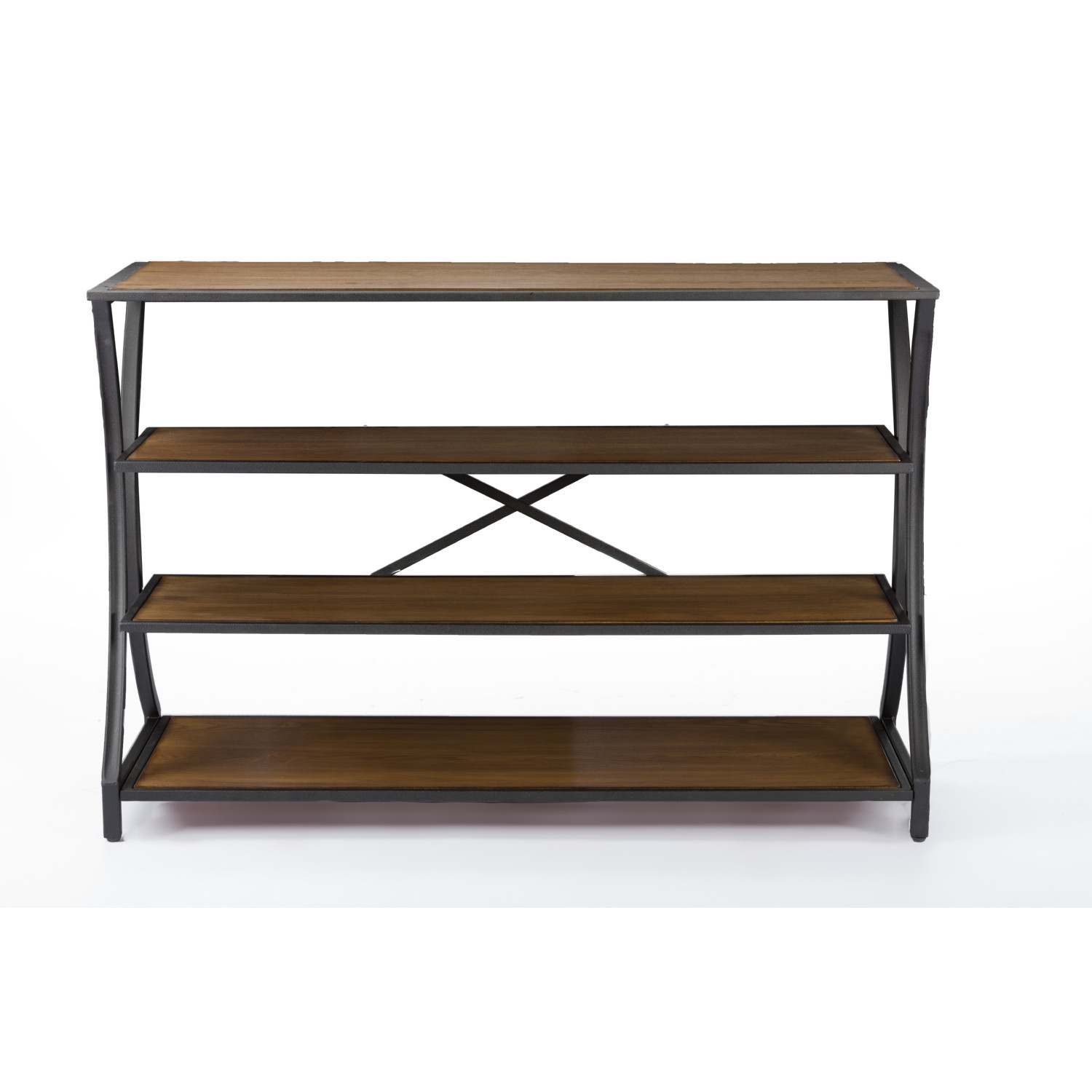 Baxton YLX 0008 BC Lancashire Bookcase in Brown Wood Metal