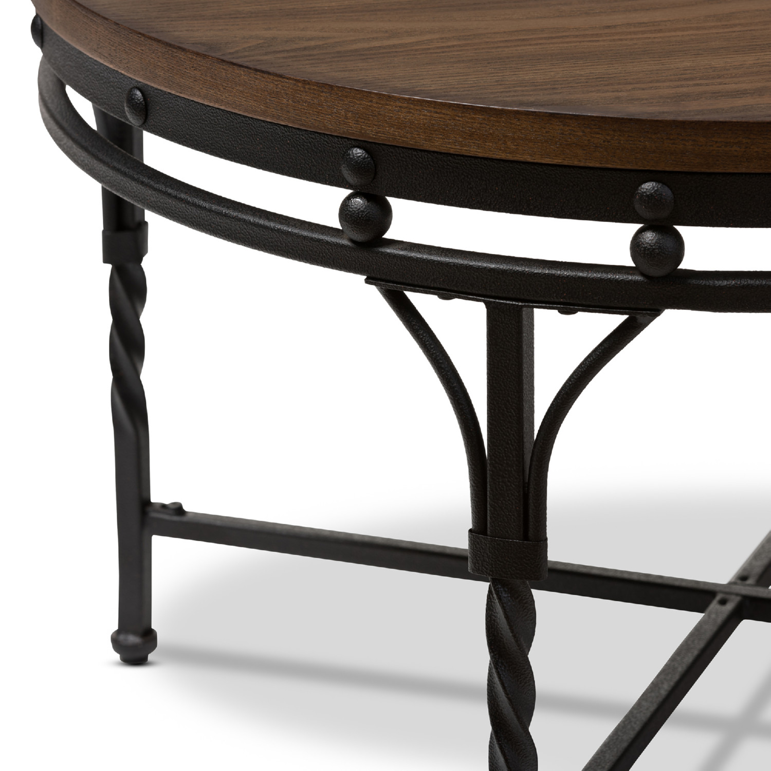 Baxton YLX 2687 CT Austin Round Coffee Cocktail Table in Brown