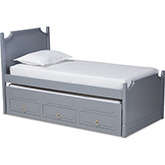 Mariana Twin Storage Bed w/ Trundle in Gray Wood