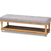 Linda Ottoman in Gray Linen & Gray Wash Wood