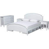 Elise 4 Piece Full Bedroom Set in White Finished Wood