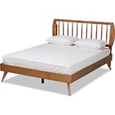 Emiko Full Platform Bed in Walnut Brown Wood