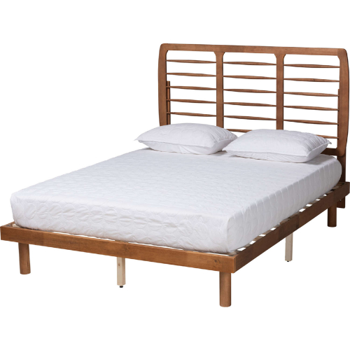 Petra Full Platform Bed in Ash Walnut Finish Wood