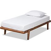 Kaia Twin Platform Bed in Walnut Brown Wood